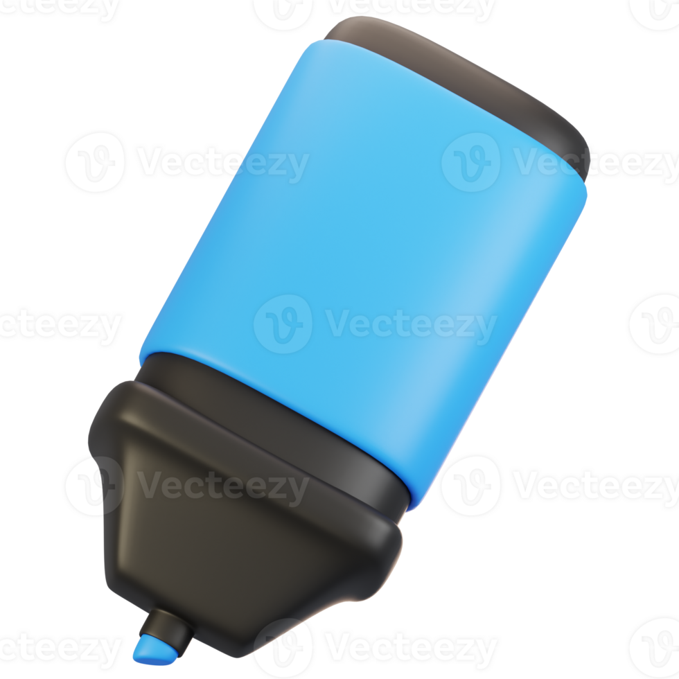 3d rendering stationery icon concept. 3d render highlighter icon png