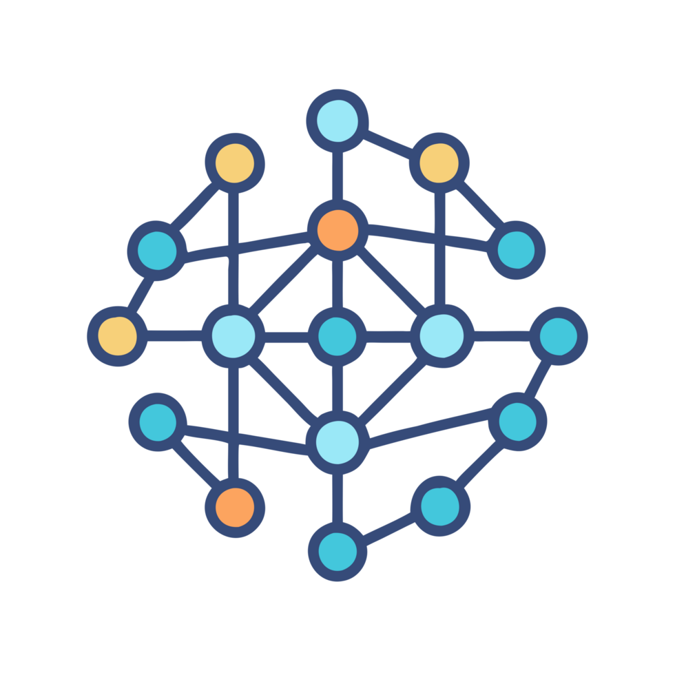 Interconnected nodes icon illustrating neural networks in technology creative environment digital design perspective png