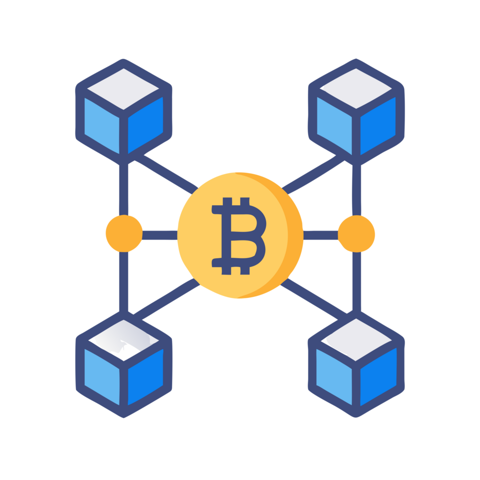Blockchain technology icon representing interconnected blocks for digital currency development technology environment png