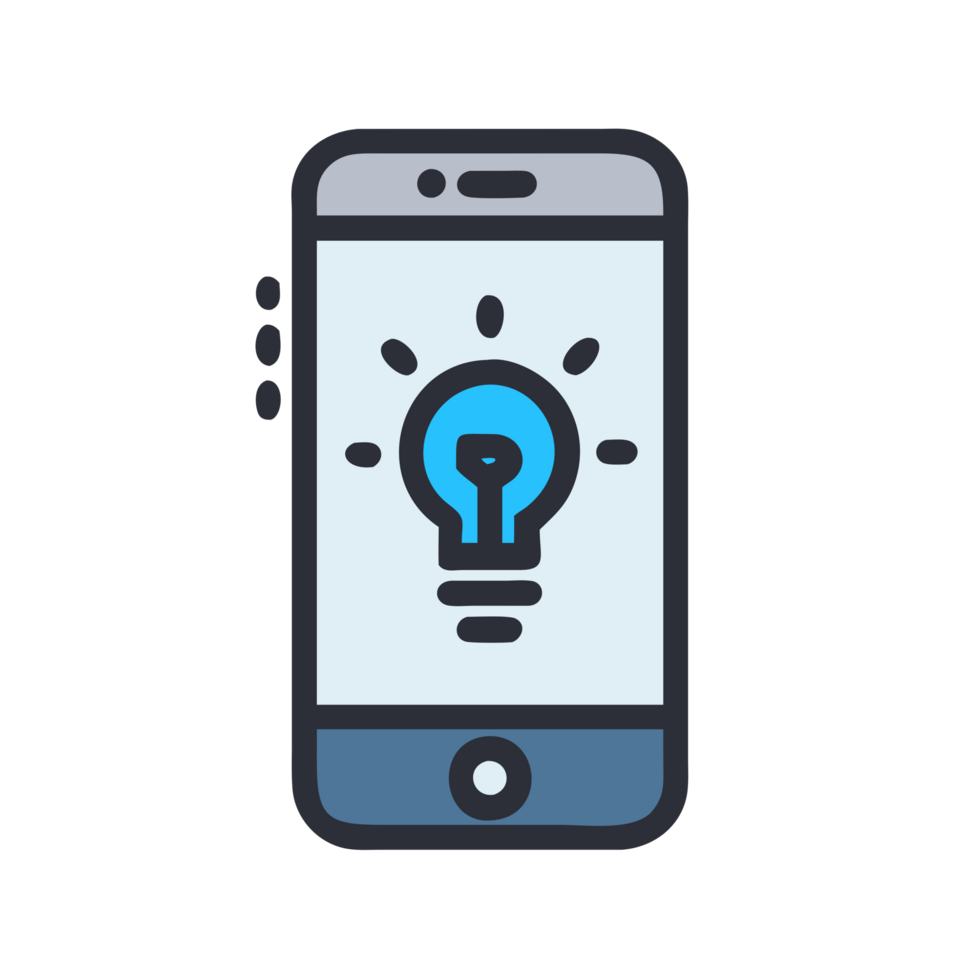 Smartphone with iconic ai-powered assistant urban setting digital illustration futuristic concept png
