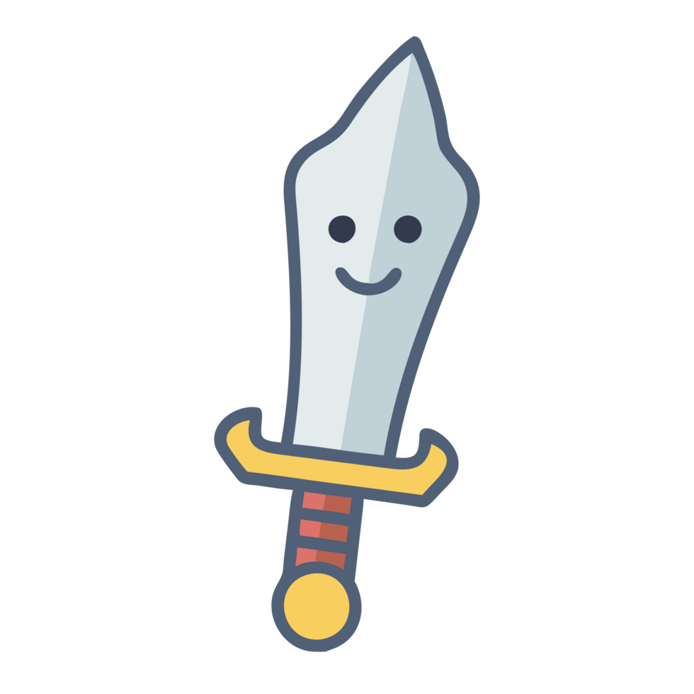 Gulf adventure a brave knight's sword with a face fantasy land illustration whimsical playful concept png