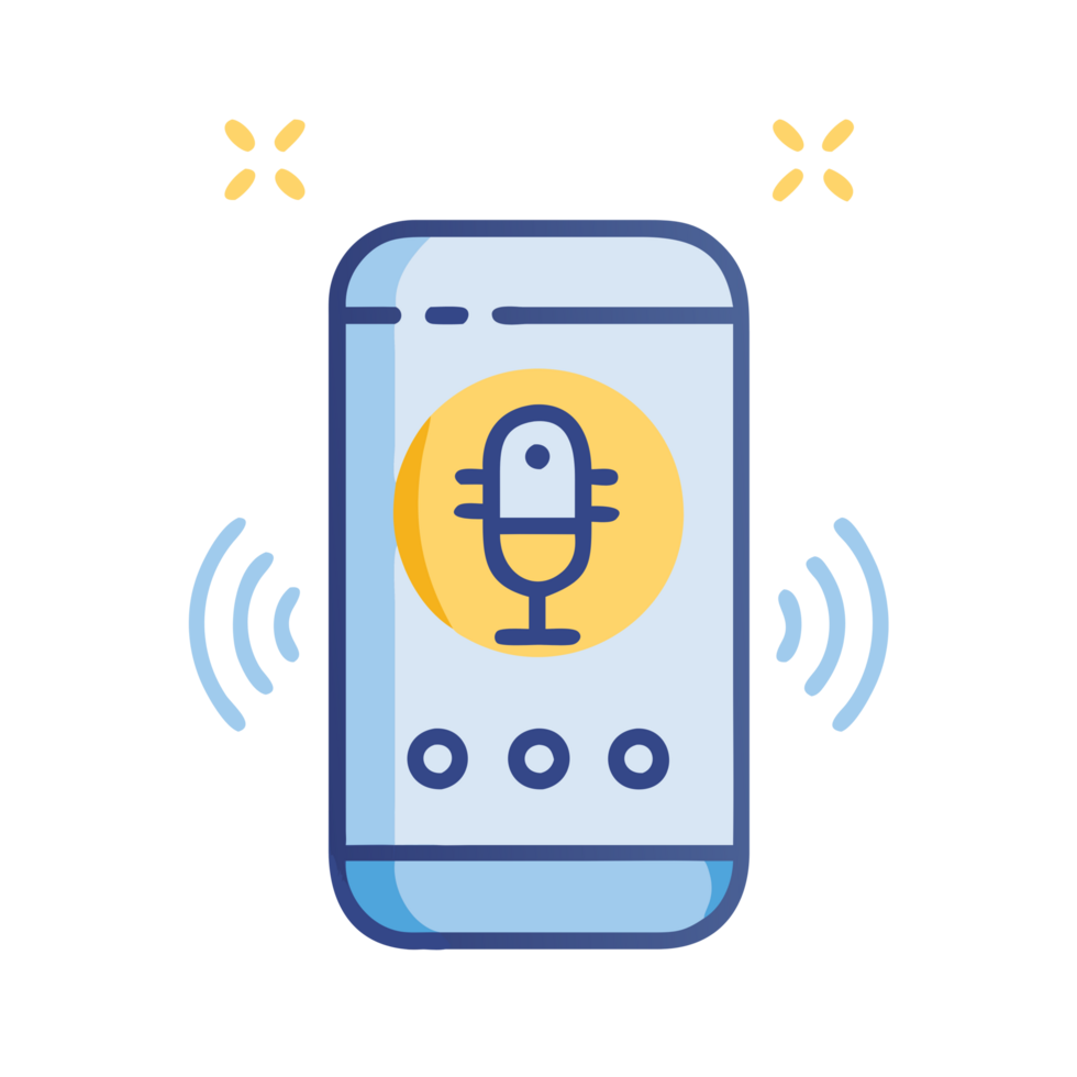 Voice interaction icon on smartphone digital sound waves modern technology user-friendly environment innovative concept png