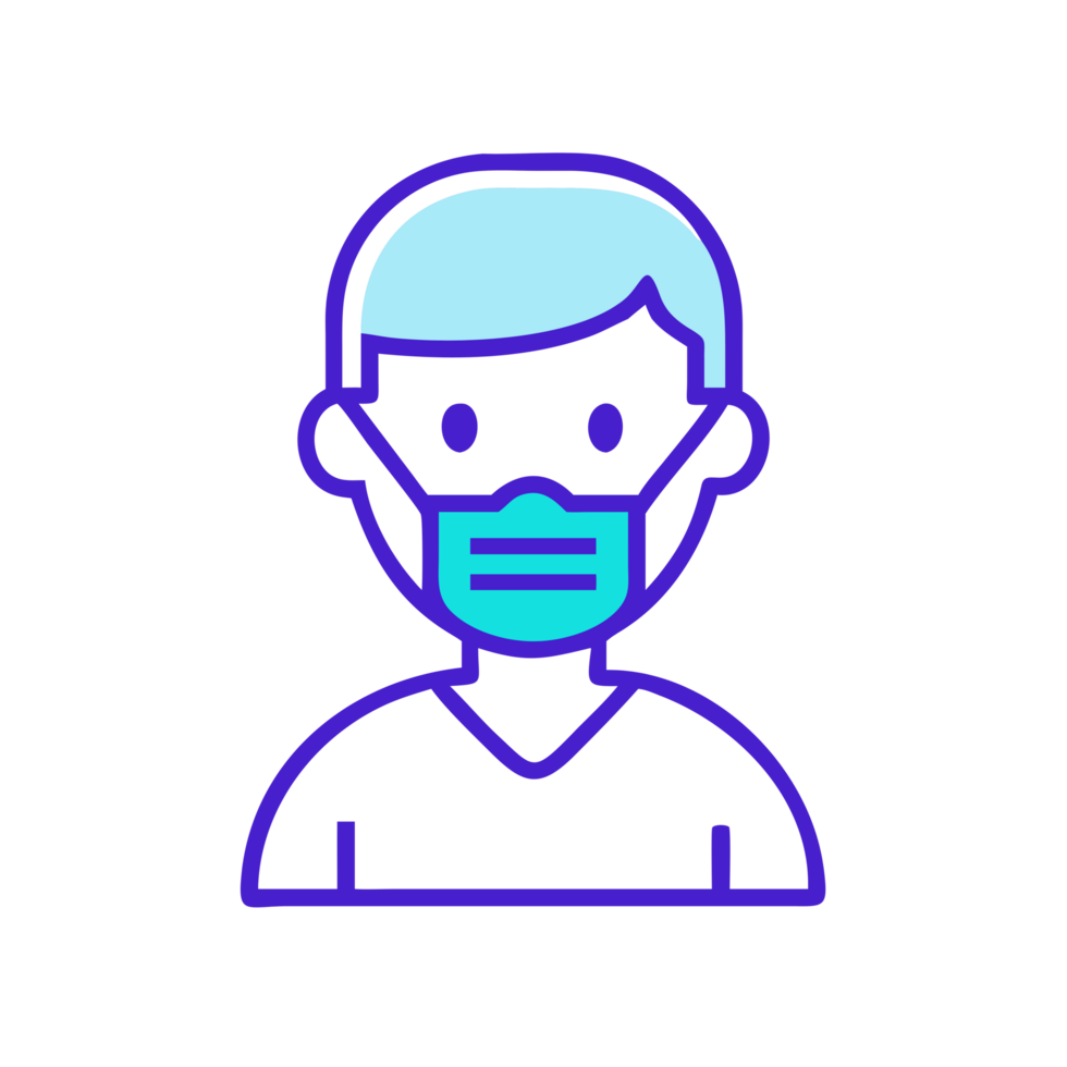 Health awareness minimalist icon of a person wearing a mask digital illustration clean design professional setting png