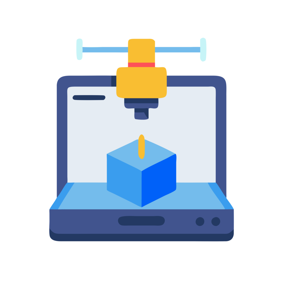 3d printing icon with emerging object in technology setting digital art environment creative viewpoint png