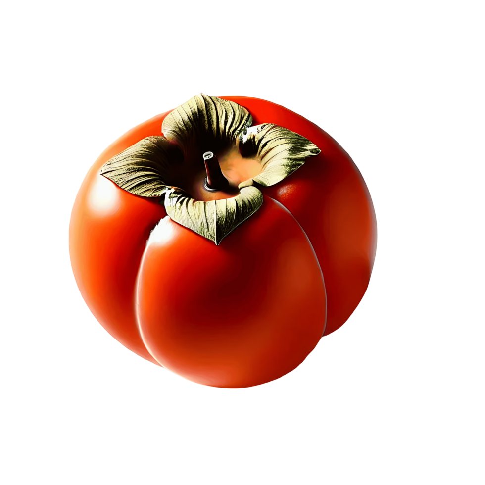 Ripe Tomato with Stem and Green Leaves Isolated on Transparent Background png