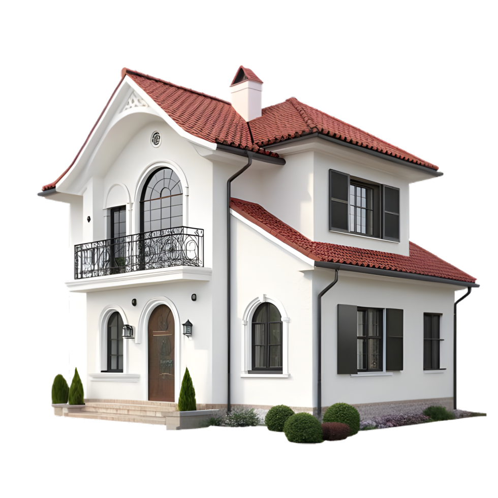 Classic and beautiful white two-story home png