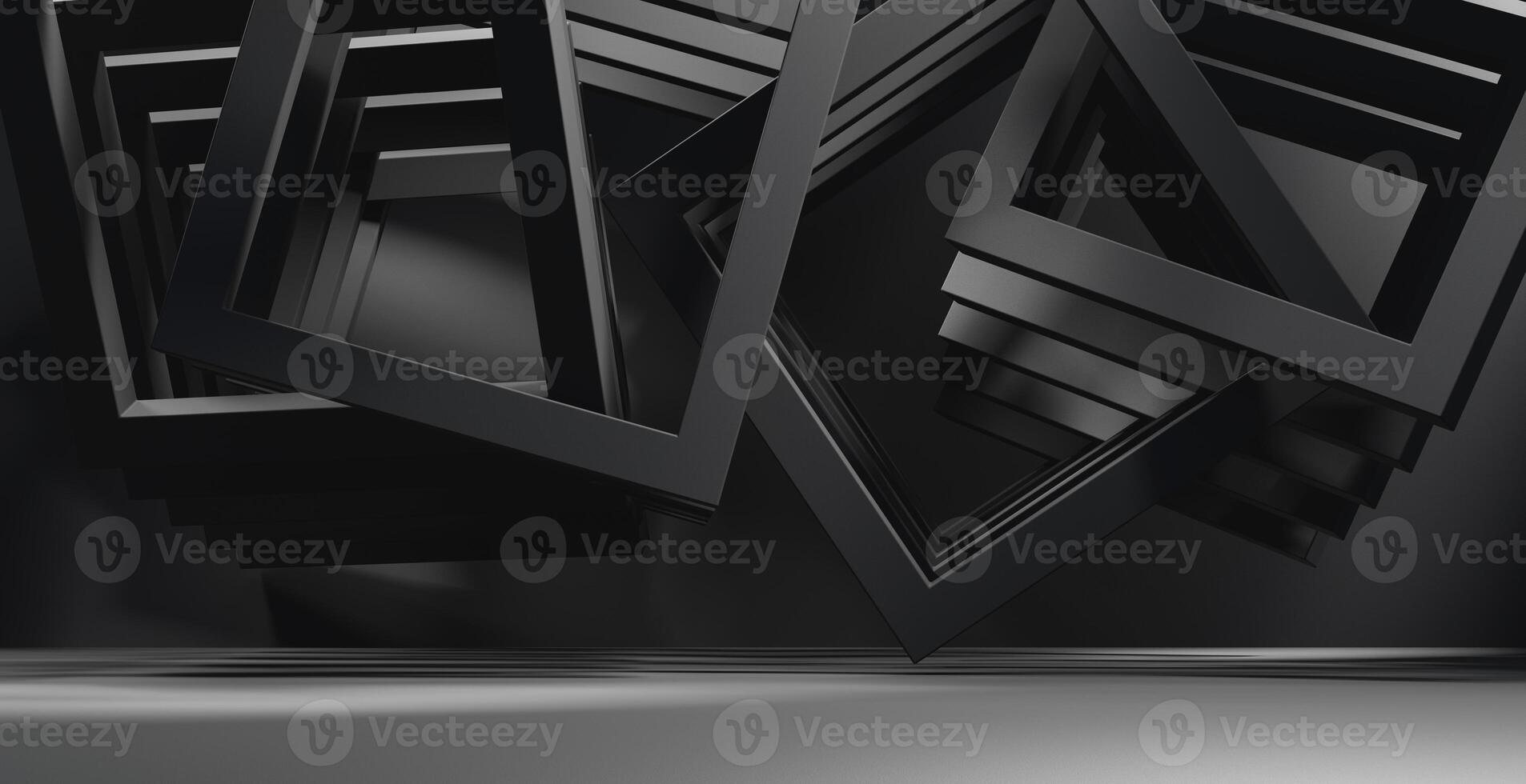 Abstract architecture black backdrop empty interior studio room background 3d rendering photo