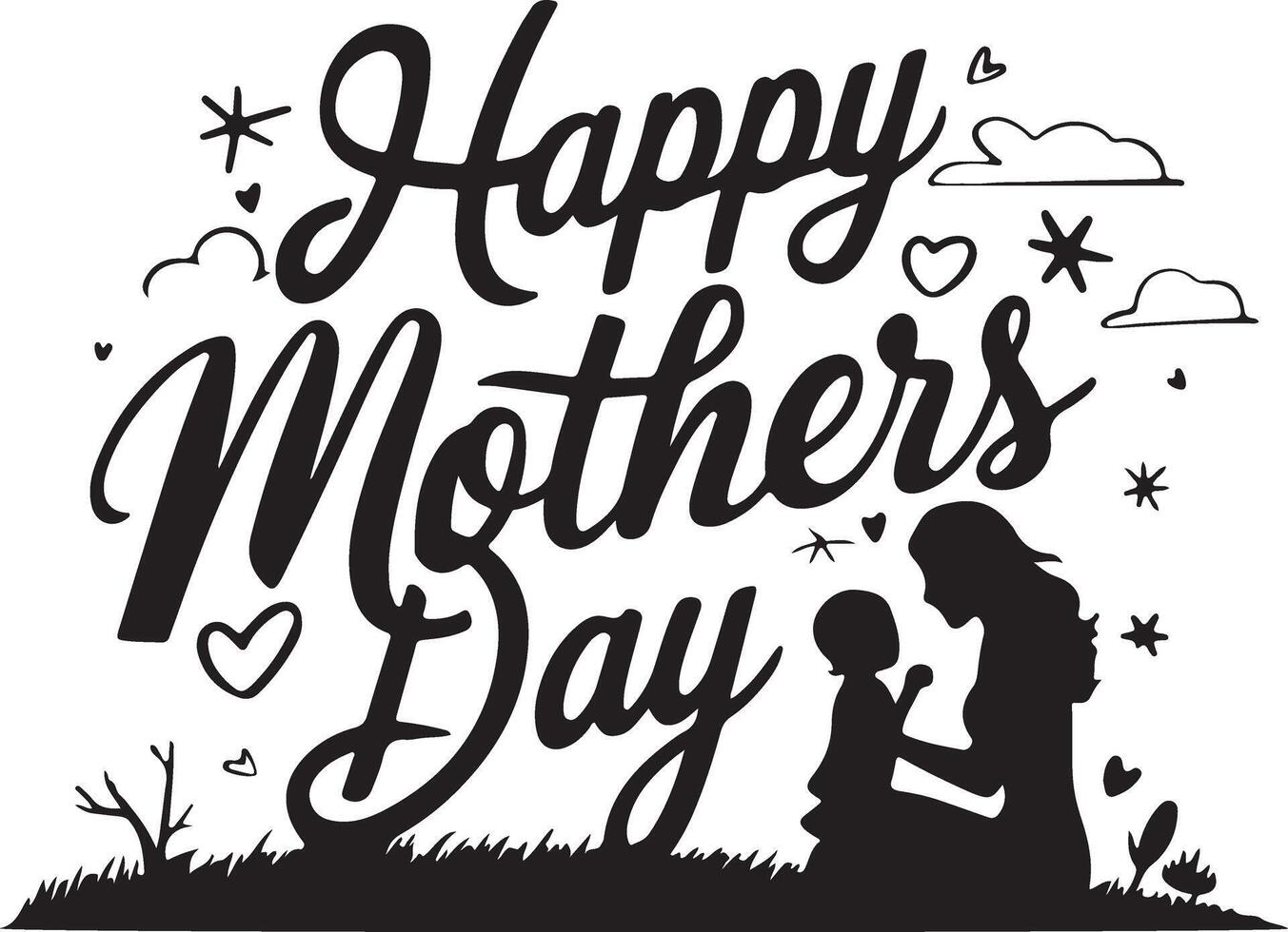 Mothers Day Joy with Mother and Happy Children vector