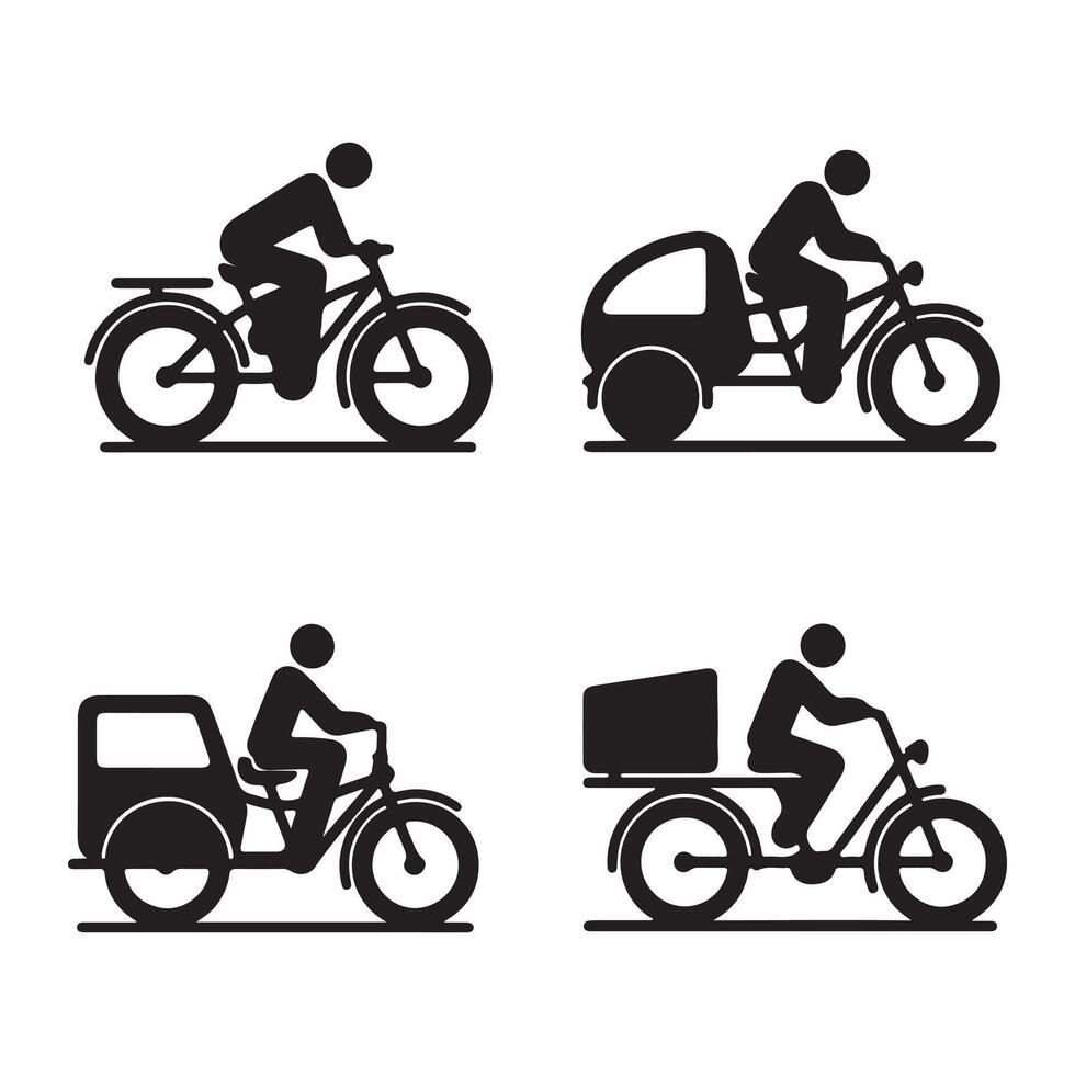 set of silhouettes of a bicycle vector