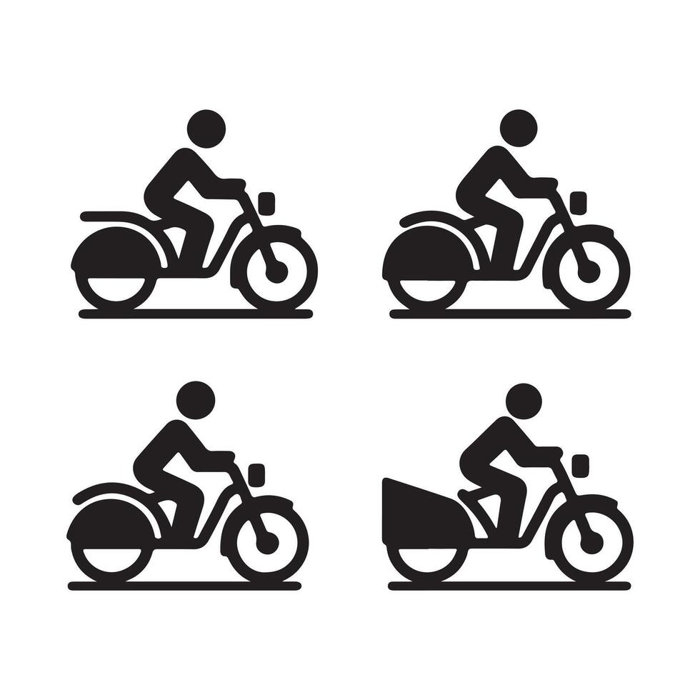 Cyclist Silhouette Illustration Minimal on White Background vector