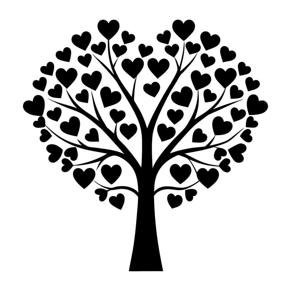 Charming Valentine's Day Heart Tree Clipart for Greeting Cards vector