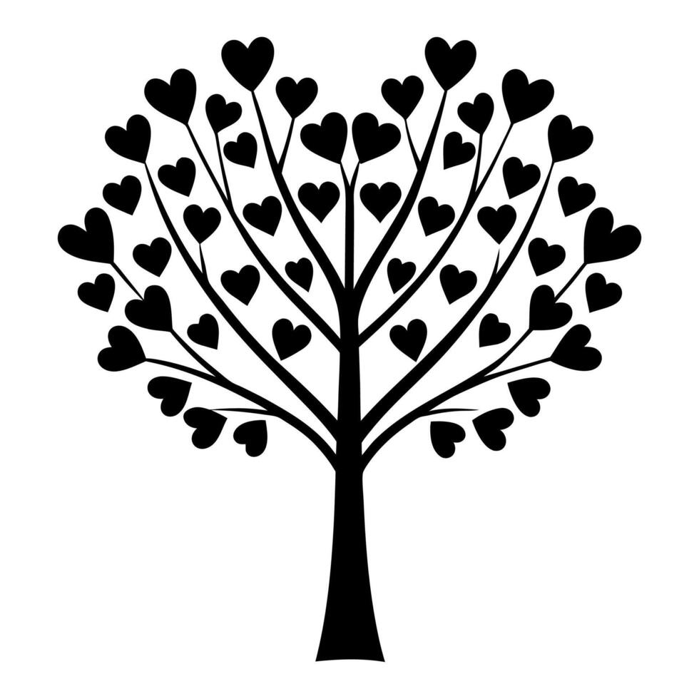 Romantic Monochrome Love Tree Illustration for Microstock Use vector