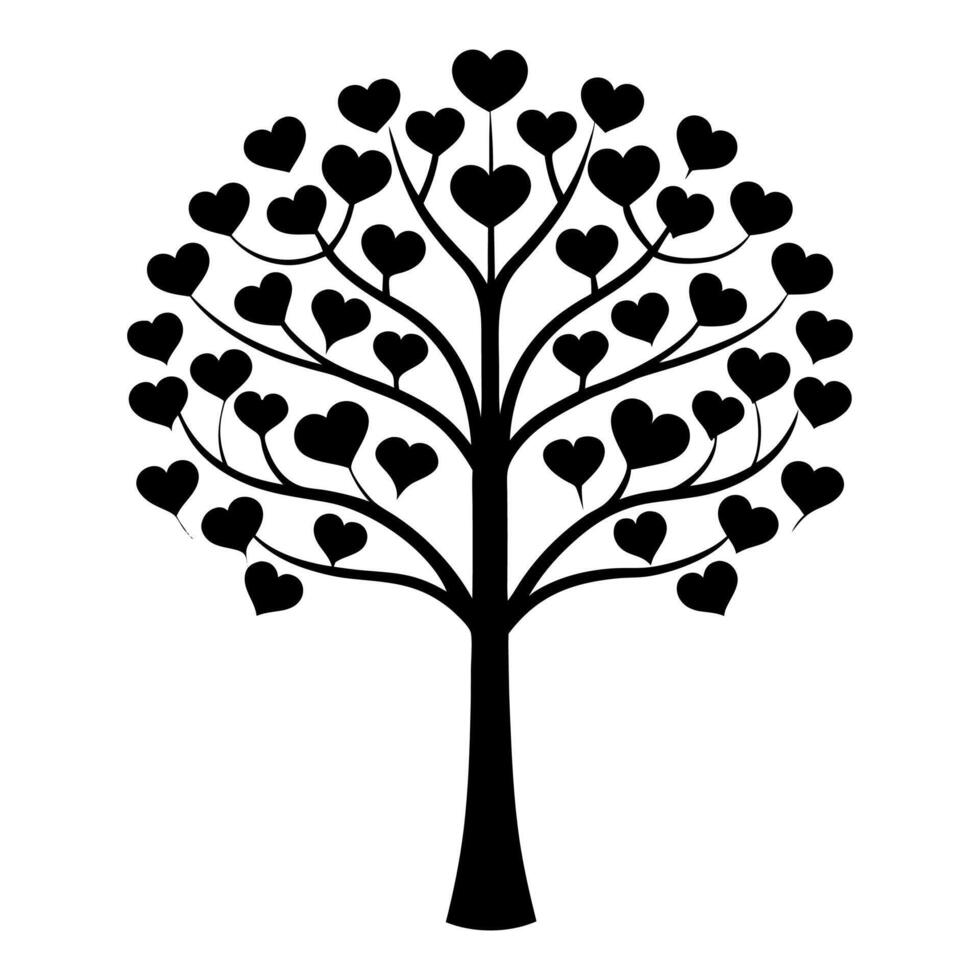 Stylish Black White Heart Tree Graphic for Digital Marketing vector
