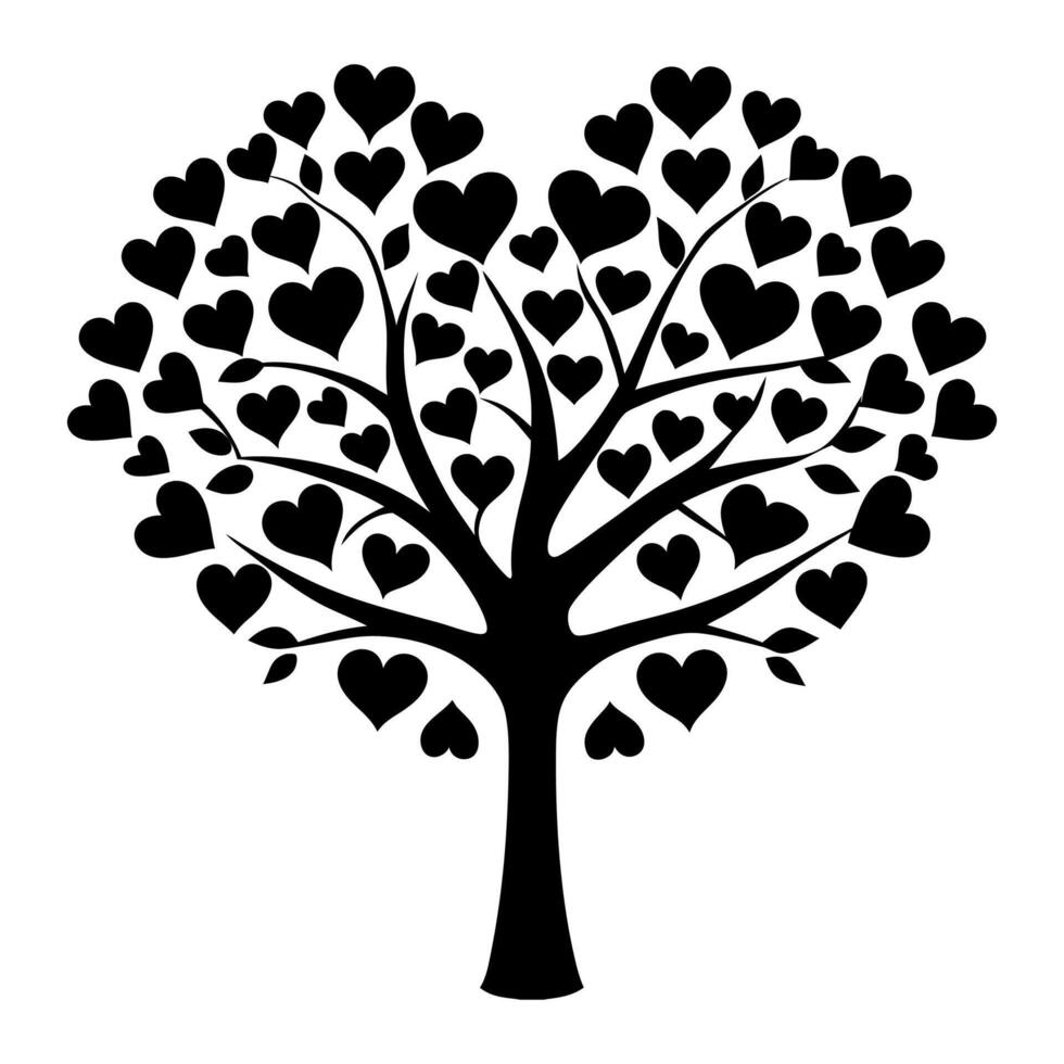 Elegant Heart-Shaped Tree Silhouette Artwork for Creative Designs vector