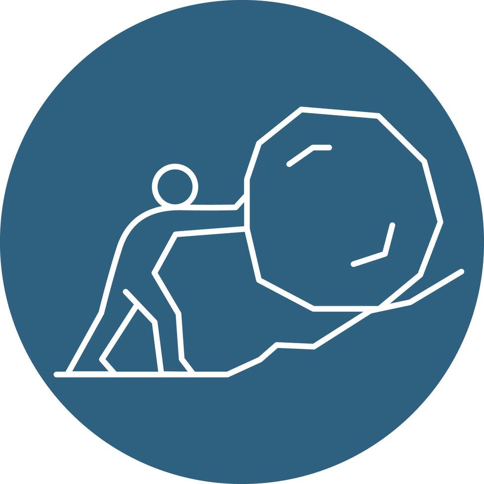 A man pushing a large rock up a hill vector