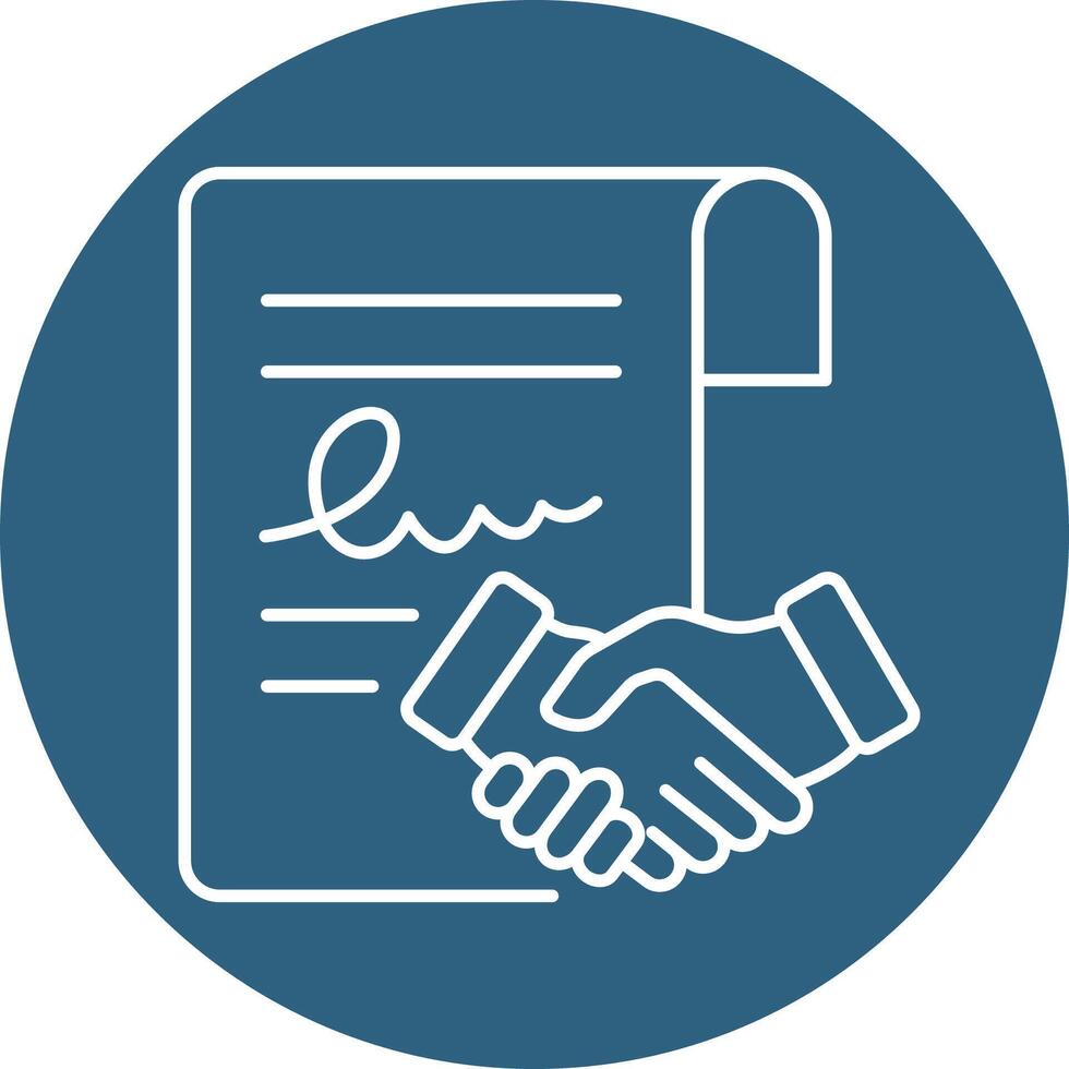 A handshake icon with a document and a handshake vector