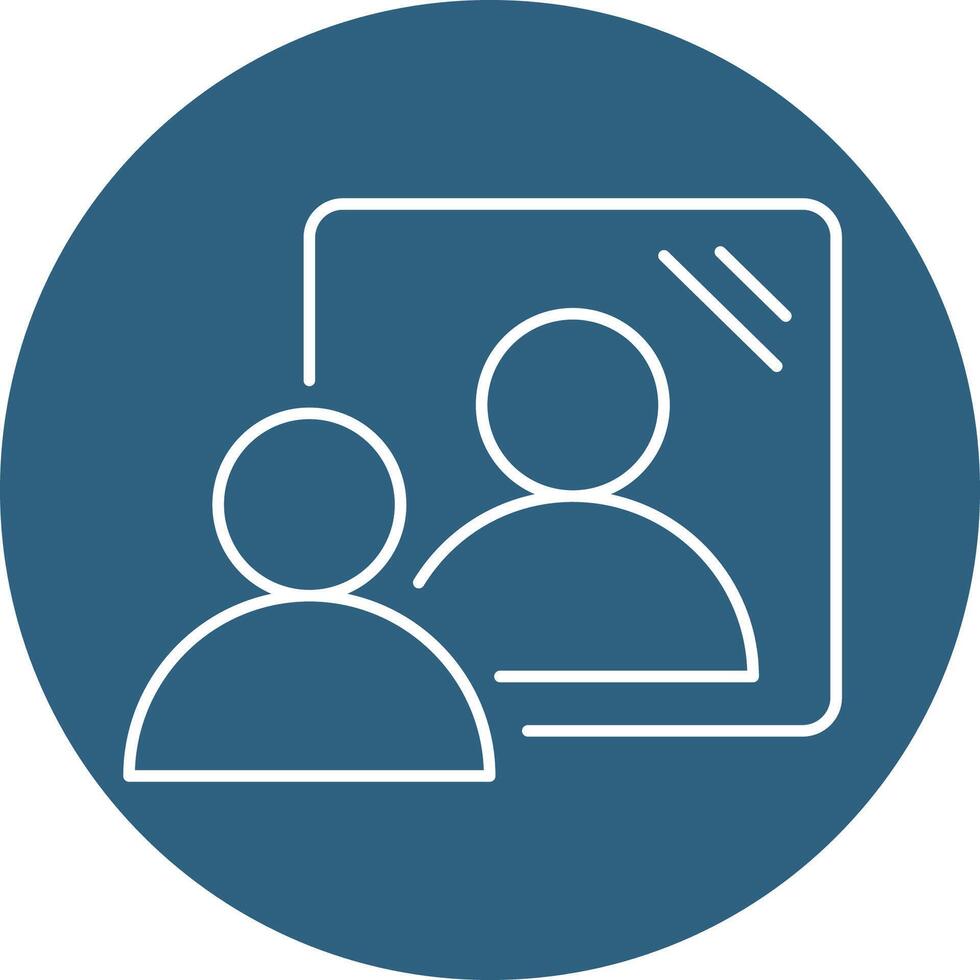 A white icon with two people in a mirror vector