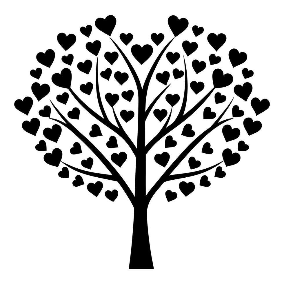 Versatile Monochrome Heart Tree Pattern for Wedding Invitations vector