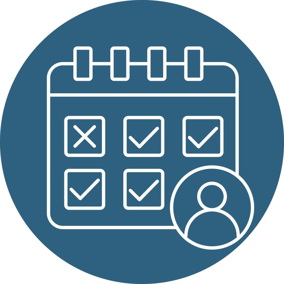 A calendar with check marks and a person vector