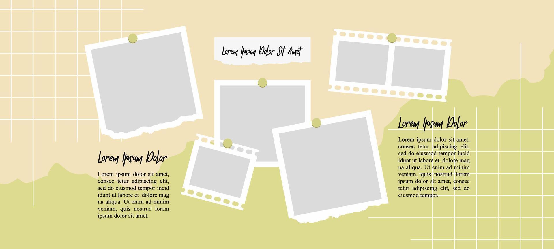Design Picture photo frames on light background Pile of photo vector