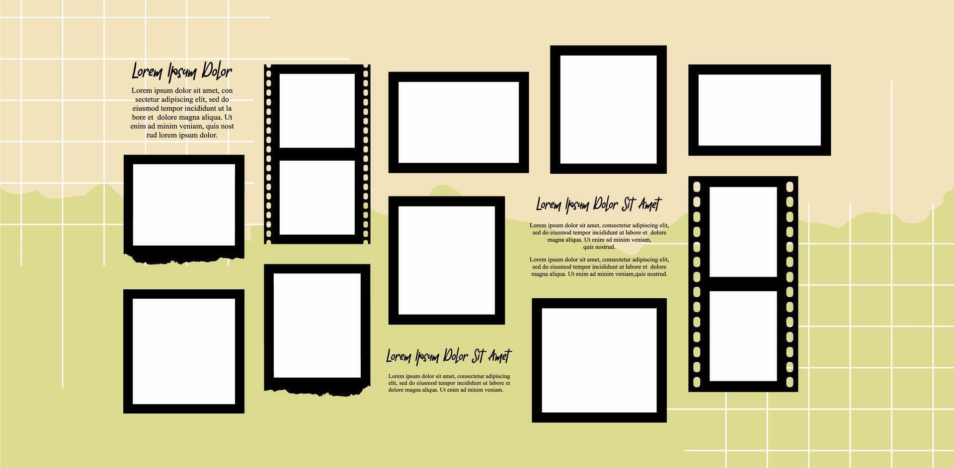 Design Pictures or photos frame collage and digital photo wall vector