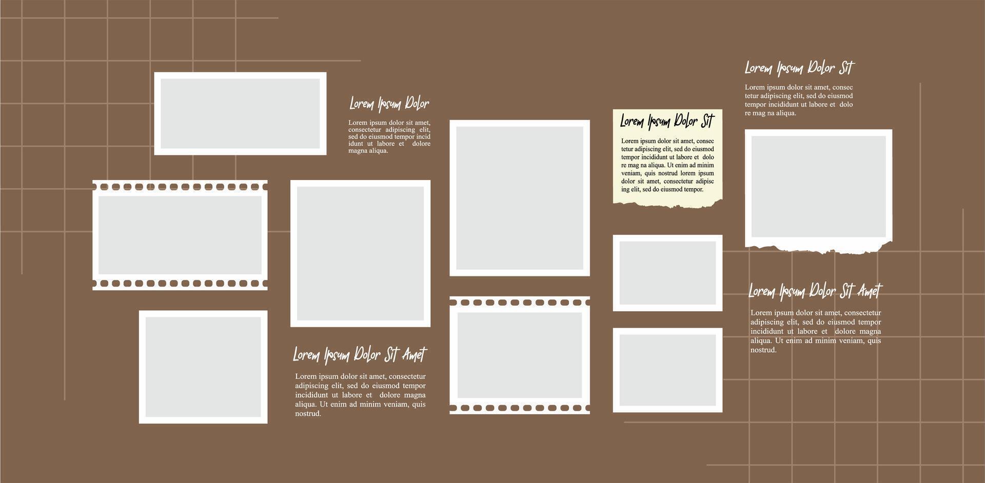 Picture abstract photo frames and digital photo wall template design vector