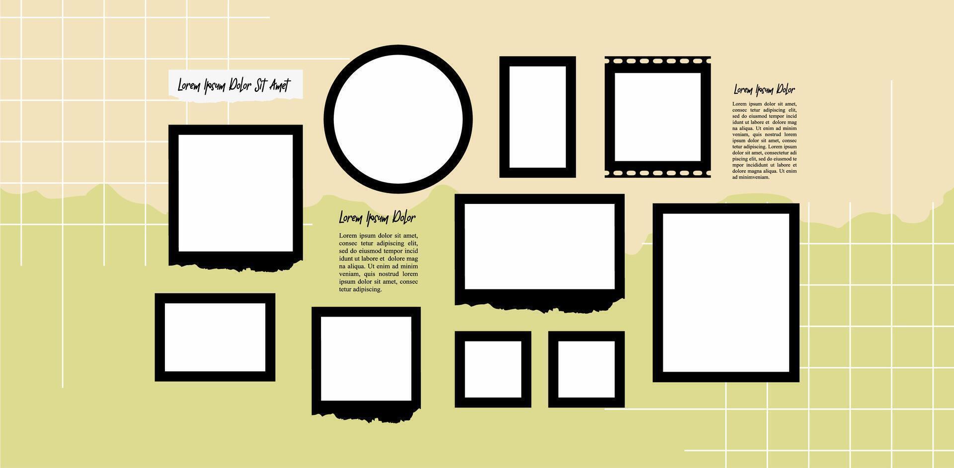 template design Picture Collage grid photo effect vector