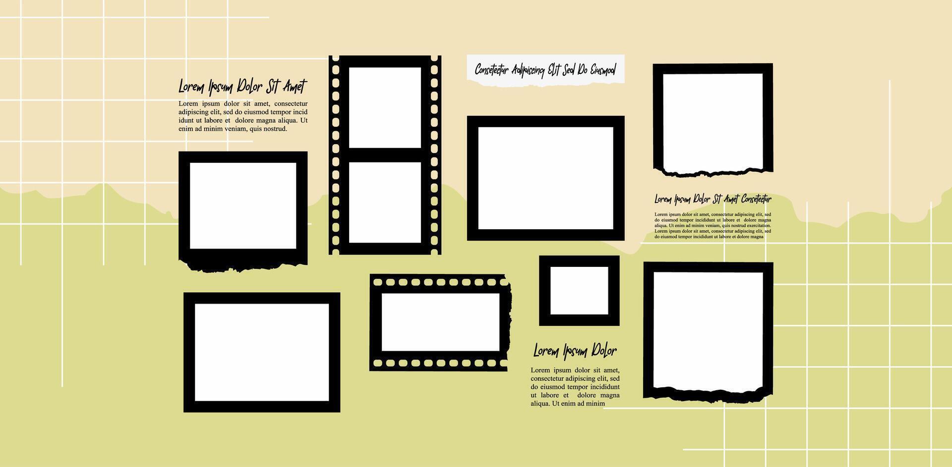 Collage photo effect with text template design vector