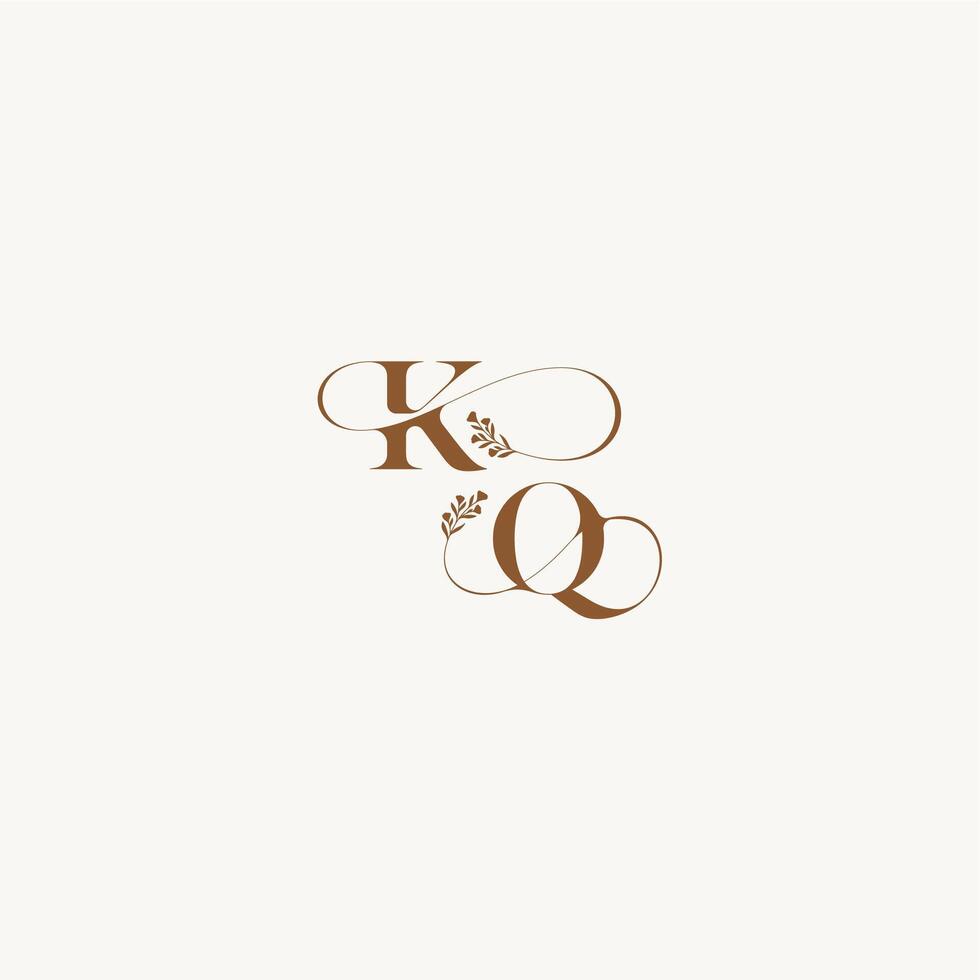 elegant curve organic bold and hairline monogram letter wedding monogram logo initial KQ vector