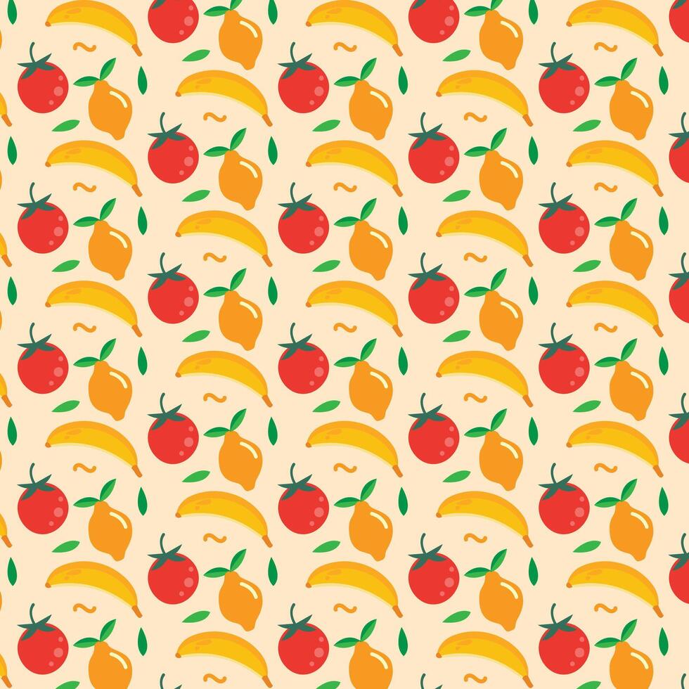 pattern with fruits and vegetables vector