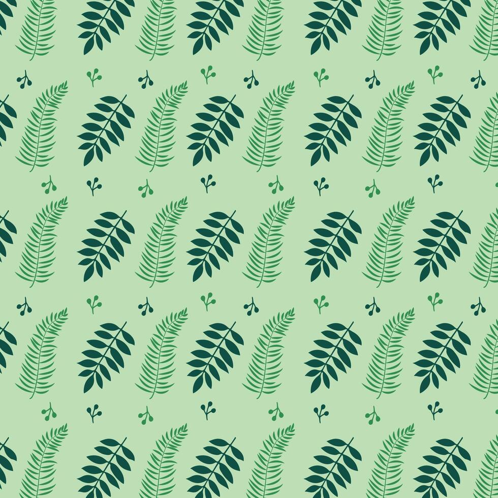pattern with green leaves on green background. vector