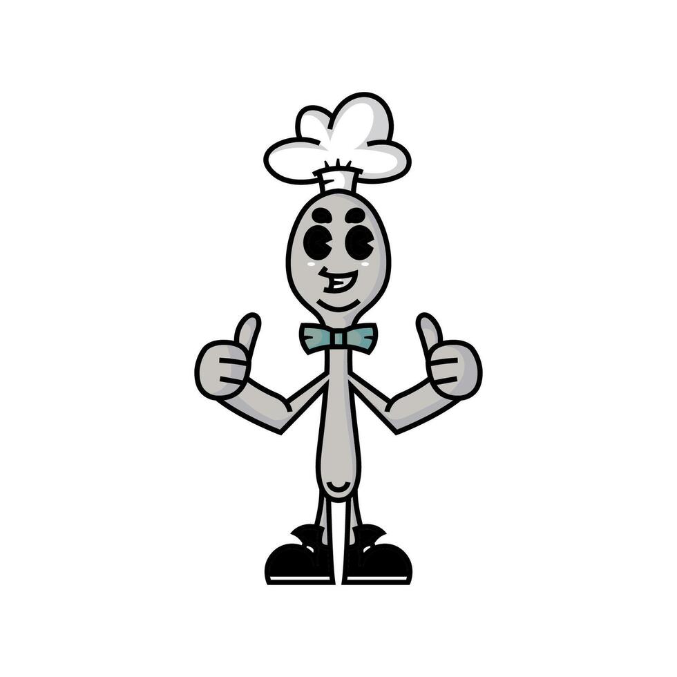 spoon character mascot with chef hat vector