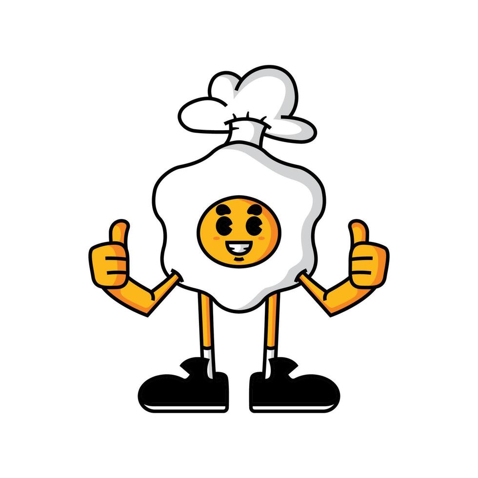 fried egg character mascot vector
