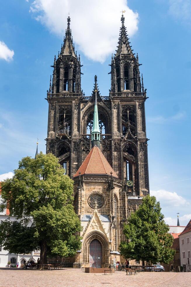 Meissen, Germany-august 17, 2022-front view of Meissen Cathedral on a sunny day photo