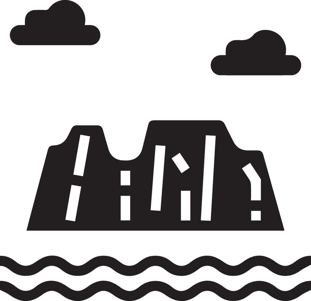 simple mountain image with cloud and water vector