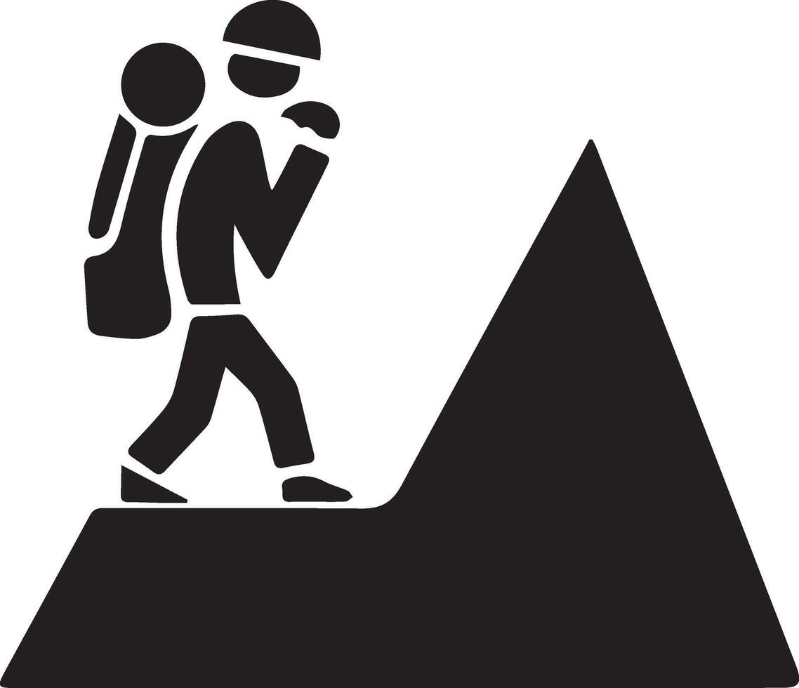 a man climbing mountain simple illustration vector