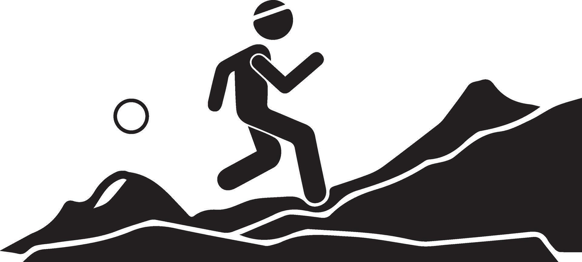 man with running climbing mountain vector
