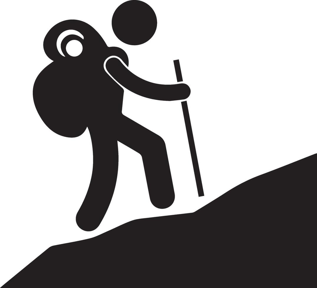 a man climbing mountain clipart vector