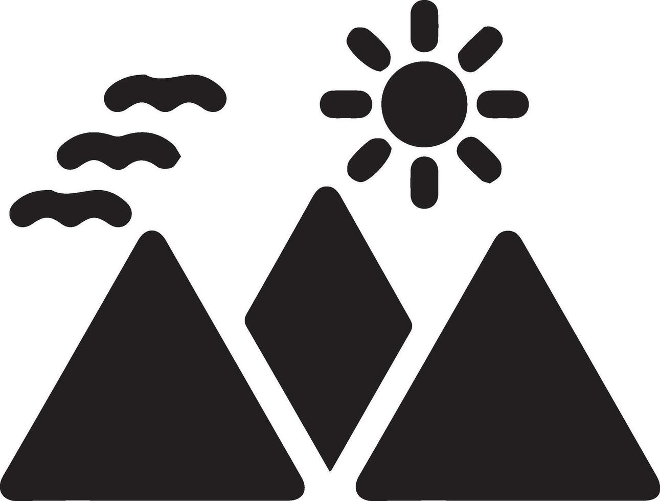 simple mountain logo with sun and bird vector