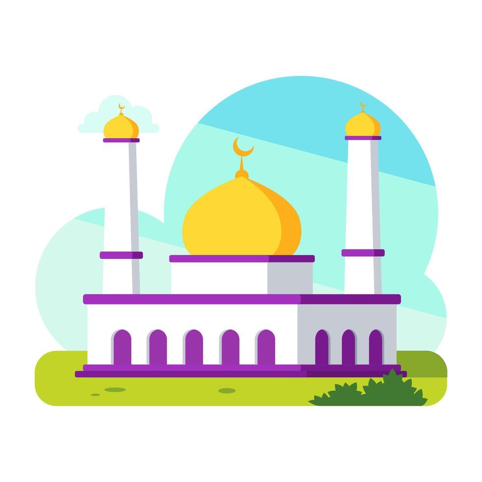 illustration of mosque isolated on white background, for islamic greeting vector