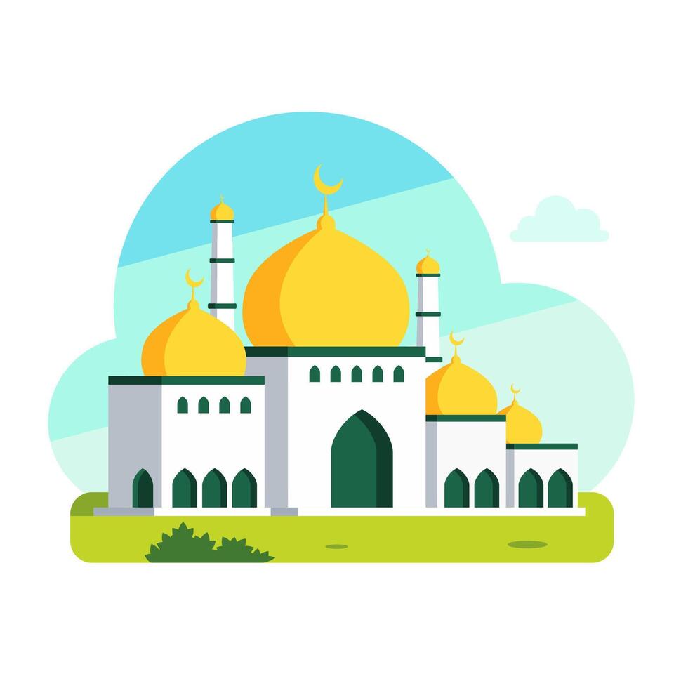 illustration of arabic mosque isolated on white background, for islamic greeting vector