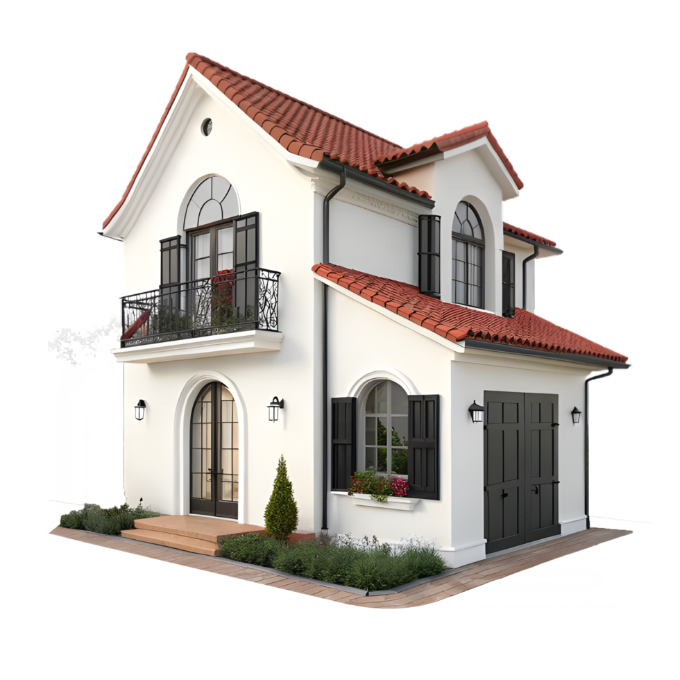 Two-story white house stunning exterior png