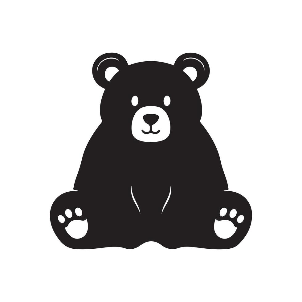Cute Black Bear Silhouette, Perfect for Children's Design vector
