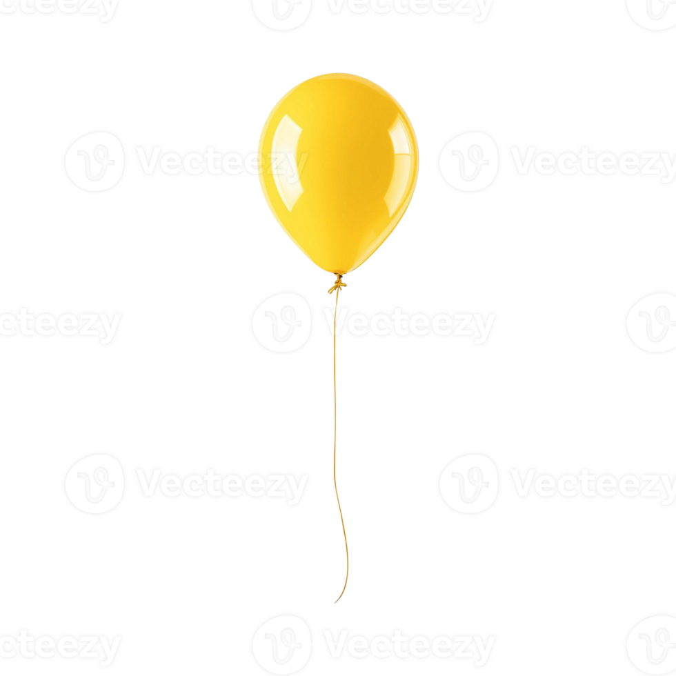 Yellow balloon isolated on transparent background. Generate through Ai png