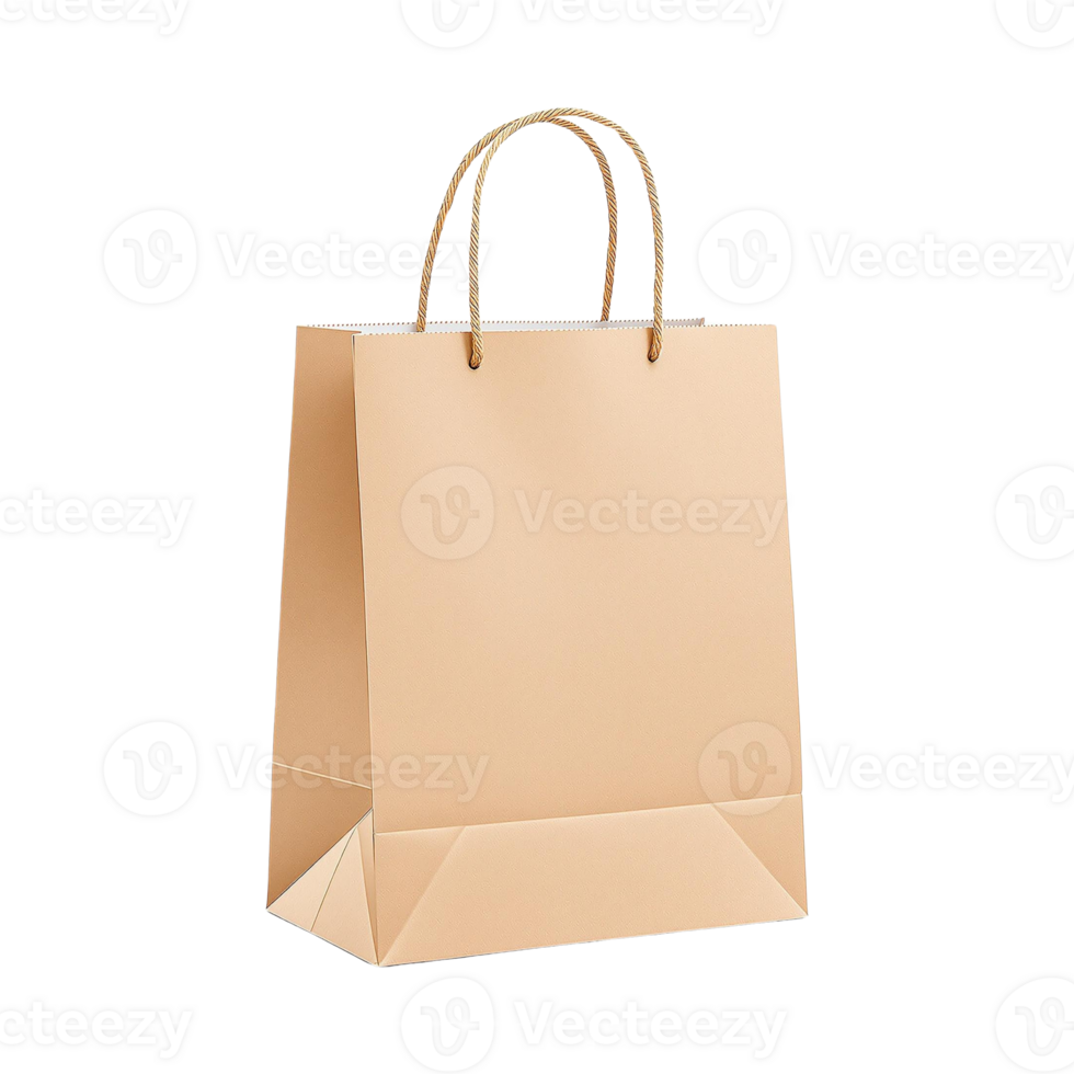 Mockup brown paper shopping bag isolated on transparent background png