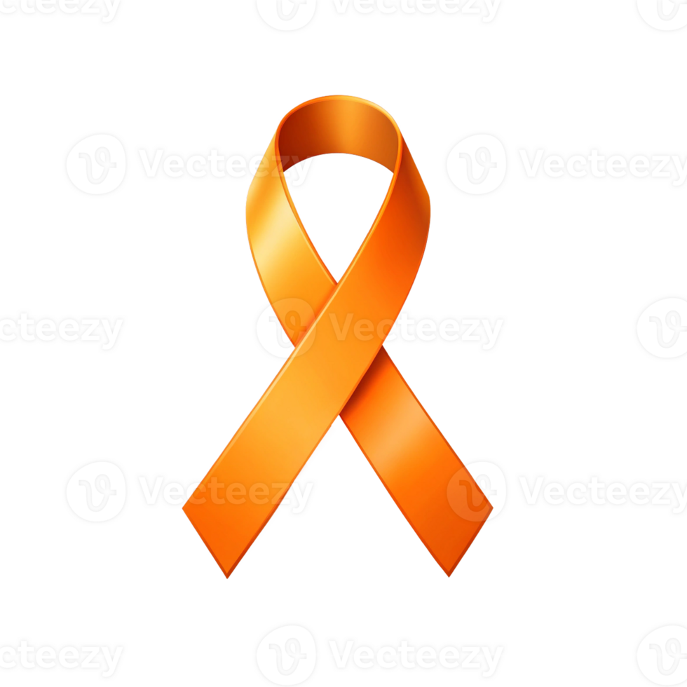 Orange Awareness Ribbon isolated on transparent background png