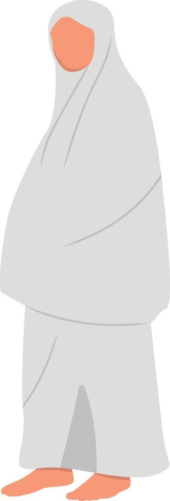Woman Hajj Pilgrim in Flat Design. vector