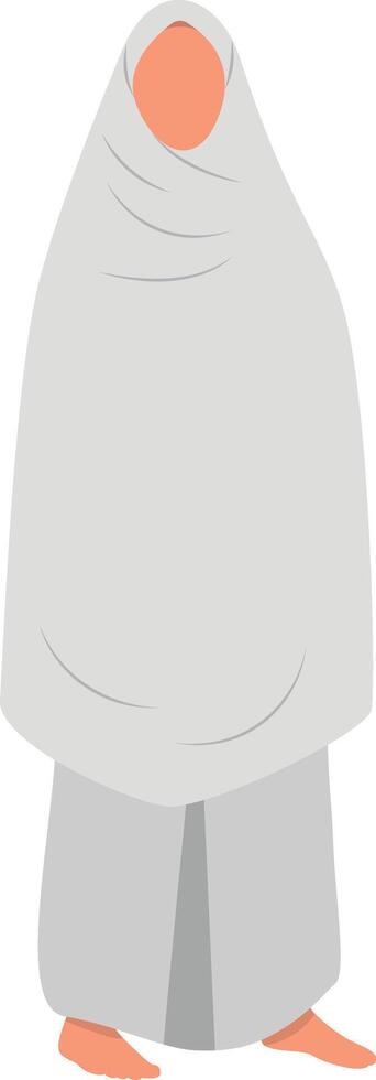 Woman Hajj Pilgrim in Flat Design vector