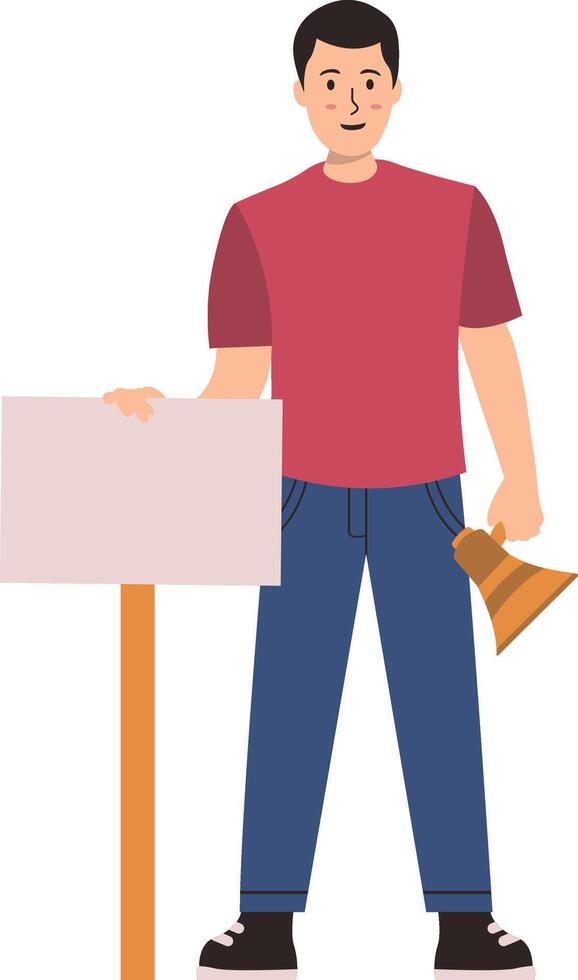 People Holding Banner with Cartoon Style vector
