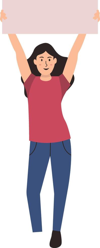 People Holding Banner with Cartoon Design. vector